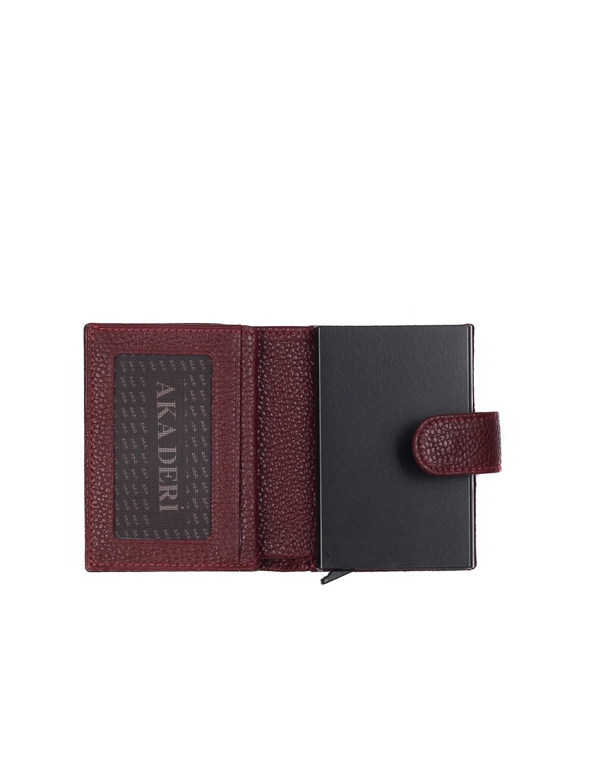 Aka Deri Bordo Mekanizmalı Kartlık Cüzdanı 015 70
