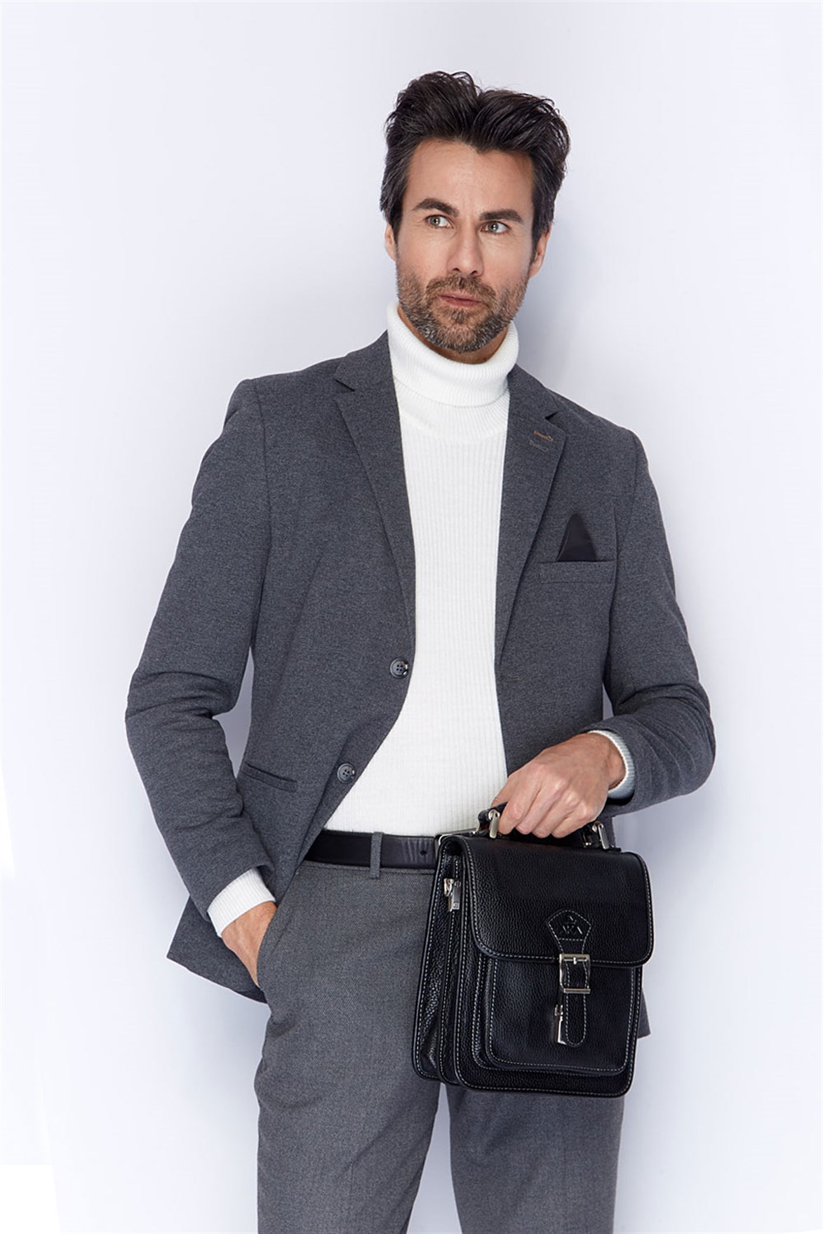 Aka Deri Siyah El ve Omuz Çantası 204 2