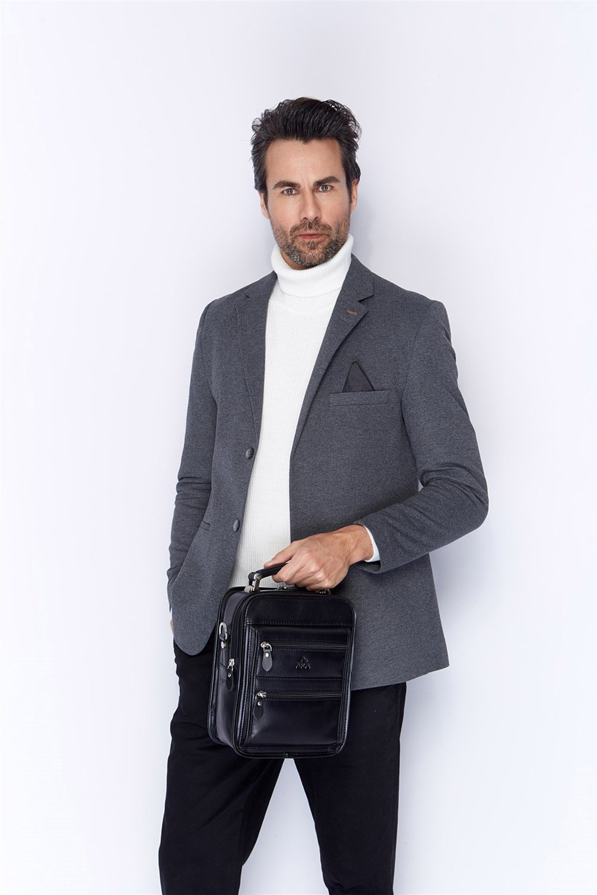 Aka Deri Siyah Portföy Çantası 307 2