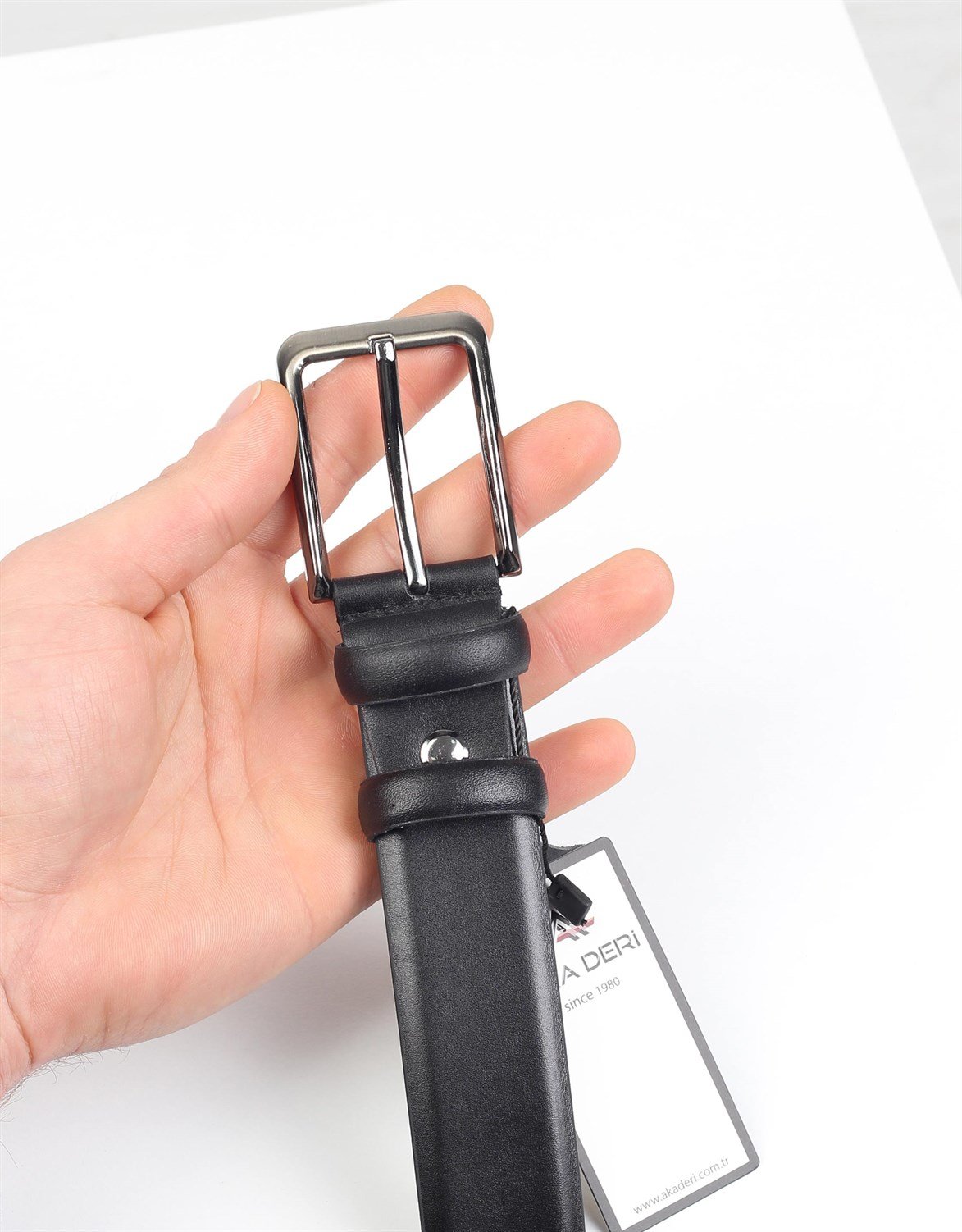 Siyah Klasik Düz Deri Kemer kk1003