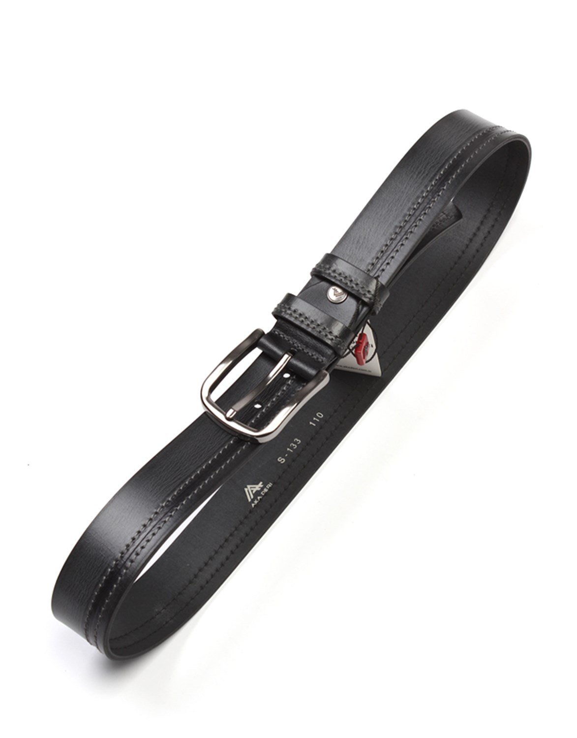 Siyah Hakiki Deri Spor Erkek Kemeri s133