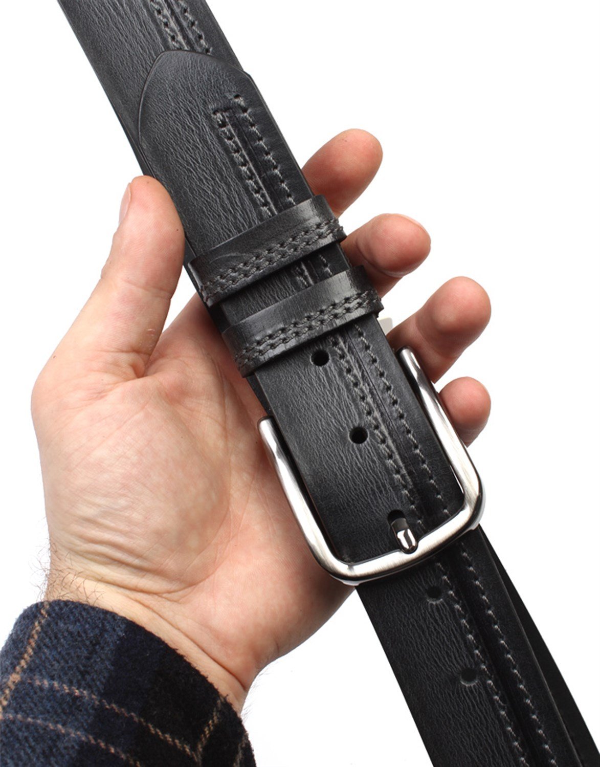 Siyah Hakiki Deri Spor Erkek Kemeri s133