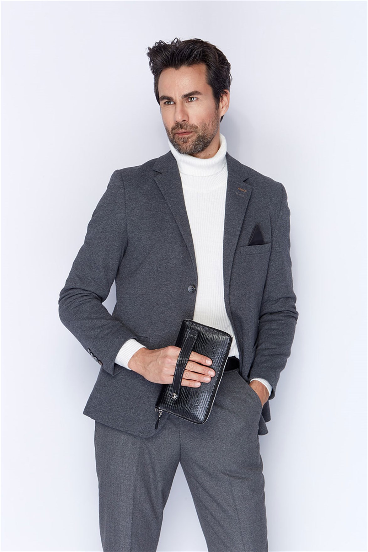 Aka Deri Siyah El Çantası 320 10