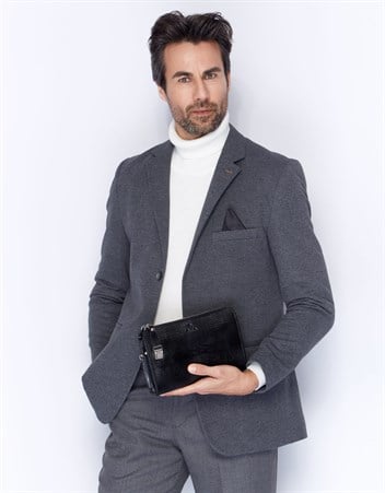 Aka Deri Siyah El Çantası 319 10