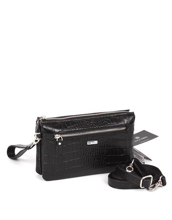 Aka Deri Siyah El ve Omuz Çantası 364 12