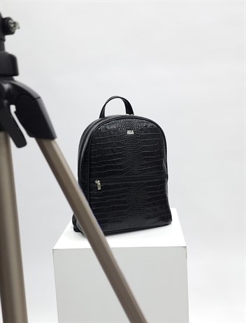 Aka Deri Siyah Sırt Çantası 332 12