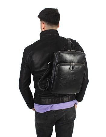 Aka Deri Siyah Sırt Çantası 905 10