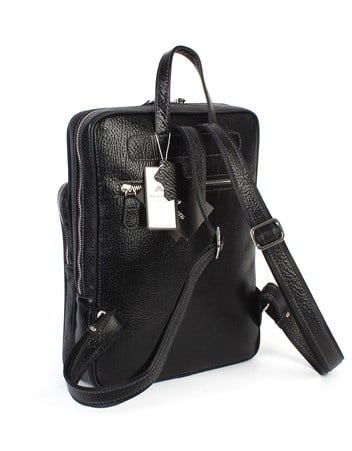 Aka Deri Siyah Sırt Çantası 905 60