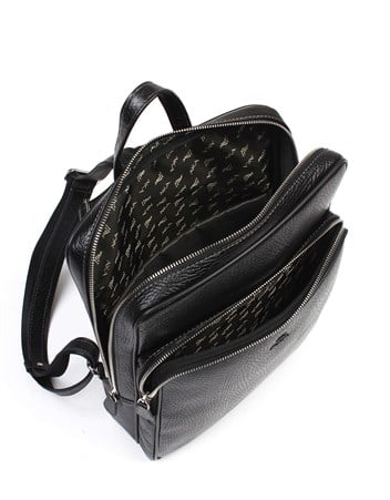 Aka Deri Siyah Sırt Çantası 905 60