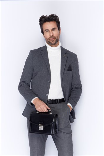 Aka Deri Siyah Portföy Çantası 164 1