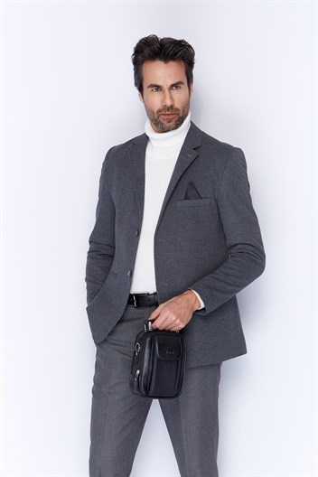 Düz Siyah - Deri Portföy Çantası 342