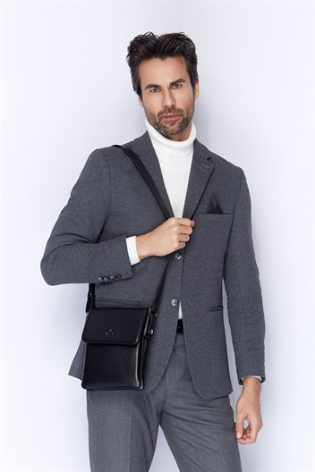 Aka Deri Siyah Omuzdan Askılı Çanta 322 1