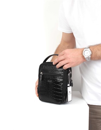 Aka Deri Siyah El ve Omuz Çantası 347 12