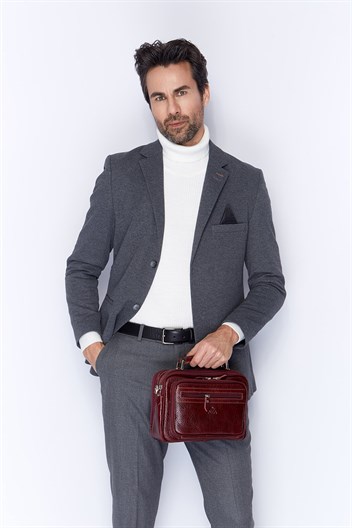 Floter Bordo - Deri Portföy Çantası 318