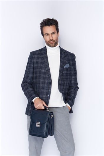 Aka Deri Lacivert Portföy Çantası 300 17