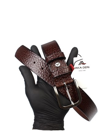 Kahverengi Hakiki Deri Spor Erkek Kemeri s193