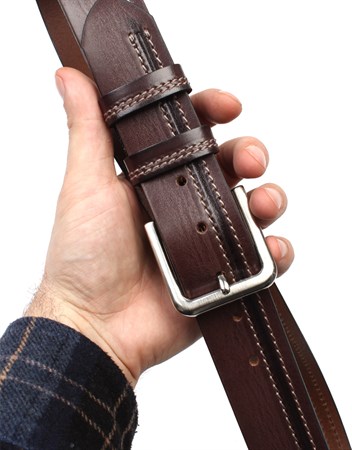 Kahverengi Hakiki Deri Spor Erkek Kemeri s133