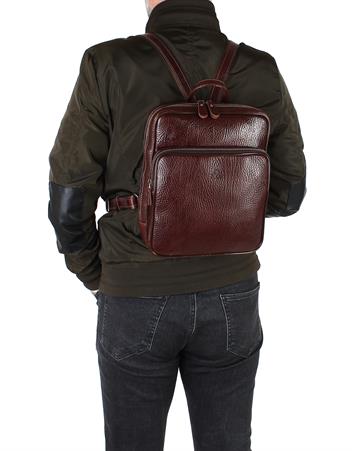 Orta Boy Kahverengi Deri Sırt Çantası 906 61