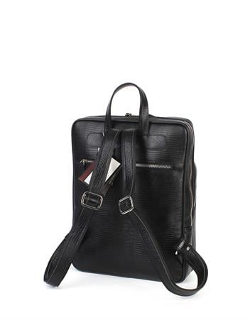 Orta Boy Siyah Deri Sırt Çantası 906 10
