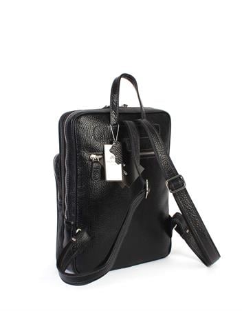 Orta Boy Siyah Deri Sırt Çantası 906 60