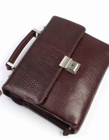 Parlak Kahve Deri Portföy Çantası 350