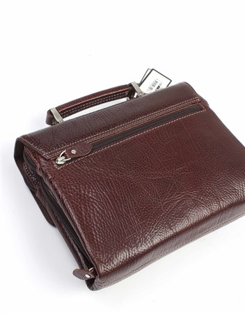 Parlak Kahve Deri Portföy Çantası 350