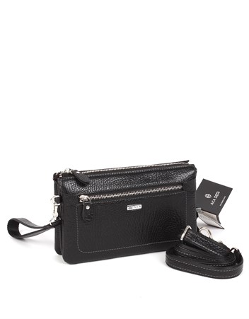 Aka Deri Siyah El ve Omuz Çantası 364 60