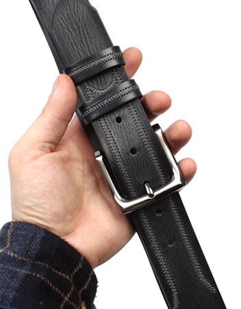 Siyah Hakiki Deri Spor Erkek Kemeri s189