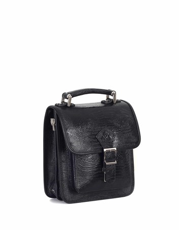 Aka Deri Siyah El ve Omuz Çantası 204 10