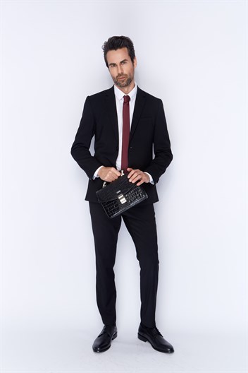 Aka Deri Siyah Portföy Çantası 132 12