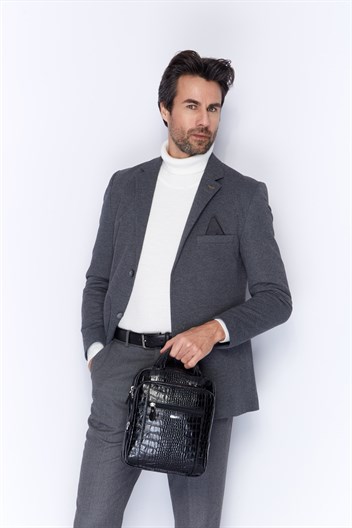 Aka Deri Siyah El ve Omuz Çantası 302 12