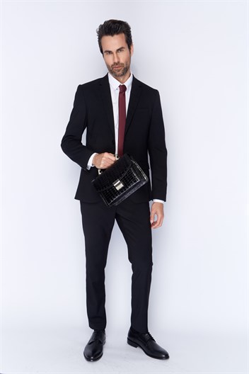 Aka Deri Siyah Portföy Çantası 164 12