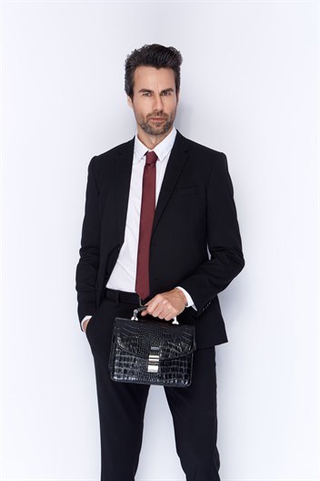 Aka Deri Siyah Portföy Çantası 132 12