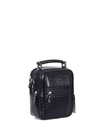 Siyah Timsah Desenli - Deri Portföy Çantası 395