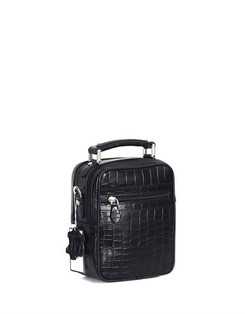 Siyah Timsah Desenli - Deri Portföy Çantası 395