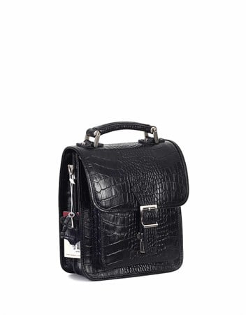 Aka Deri Siyah El ve Omuz Çantası 204 12