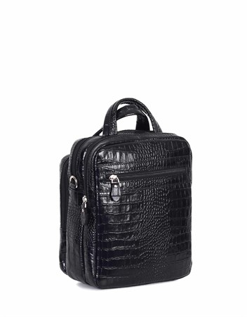 Aka Deri Siyah El ve Omuz Çantası 302 12