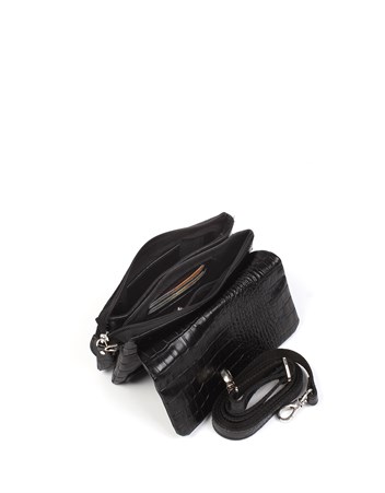 Aka Deri Siyah El ve Omuz Çantası 337 12