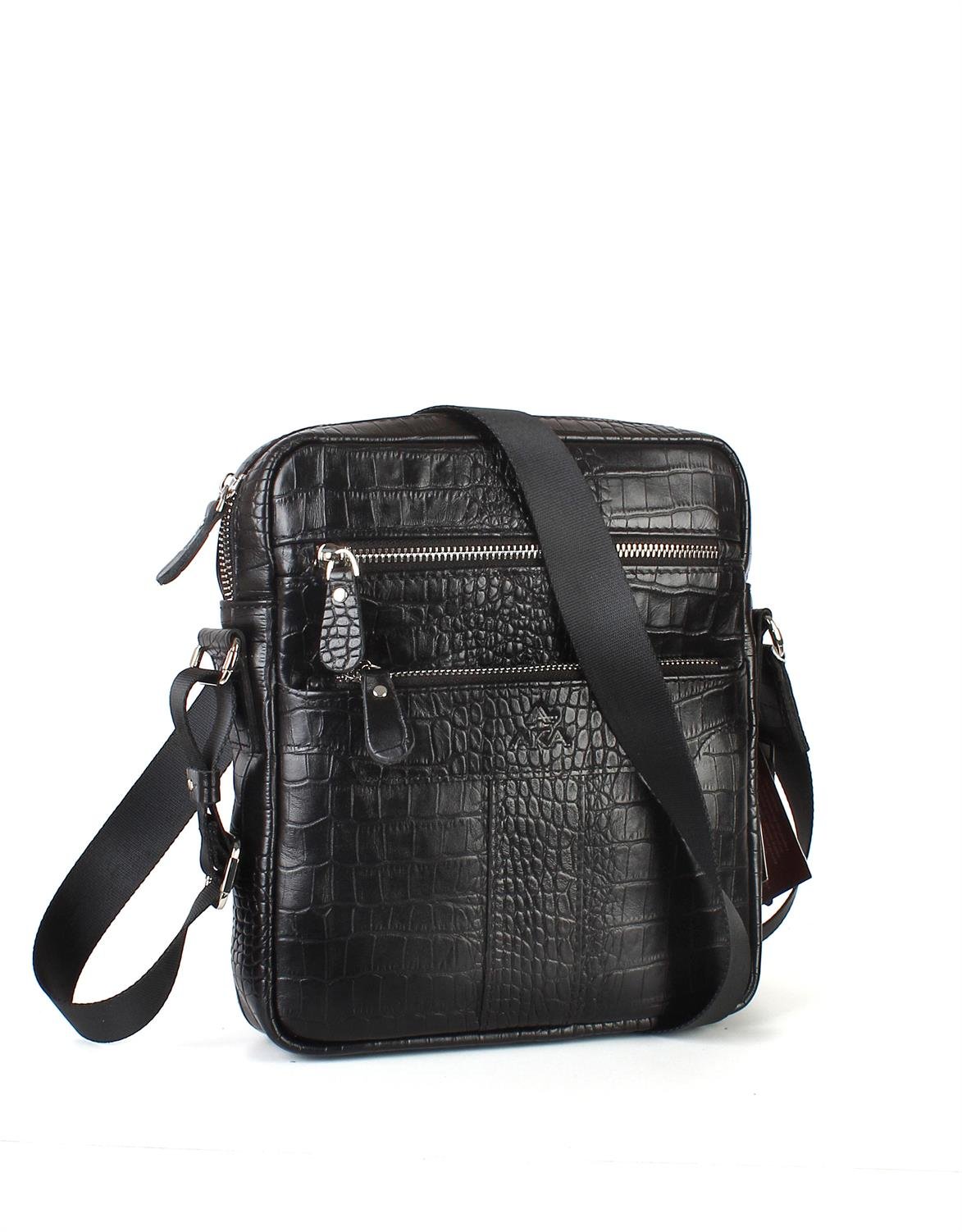 Aka Deri Timsah Siyah Omuzdan Askılı Çanta 393