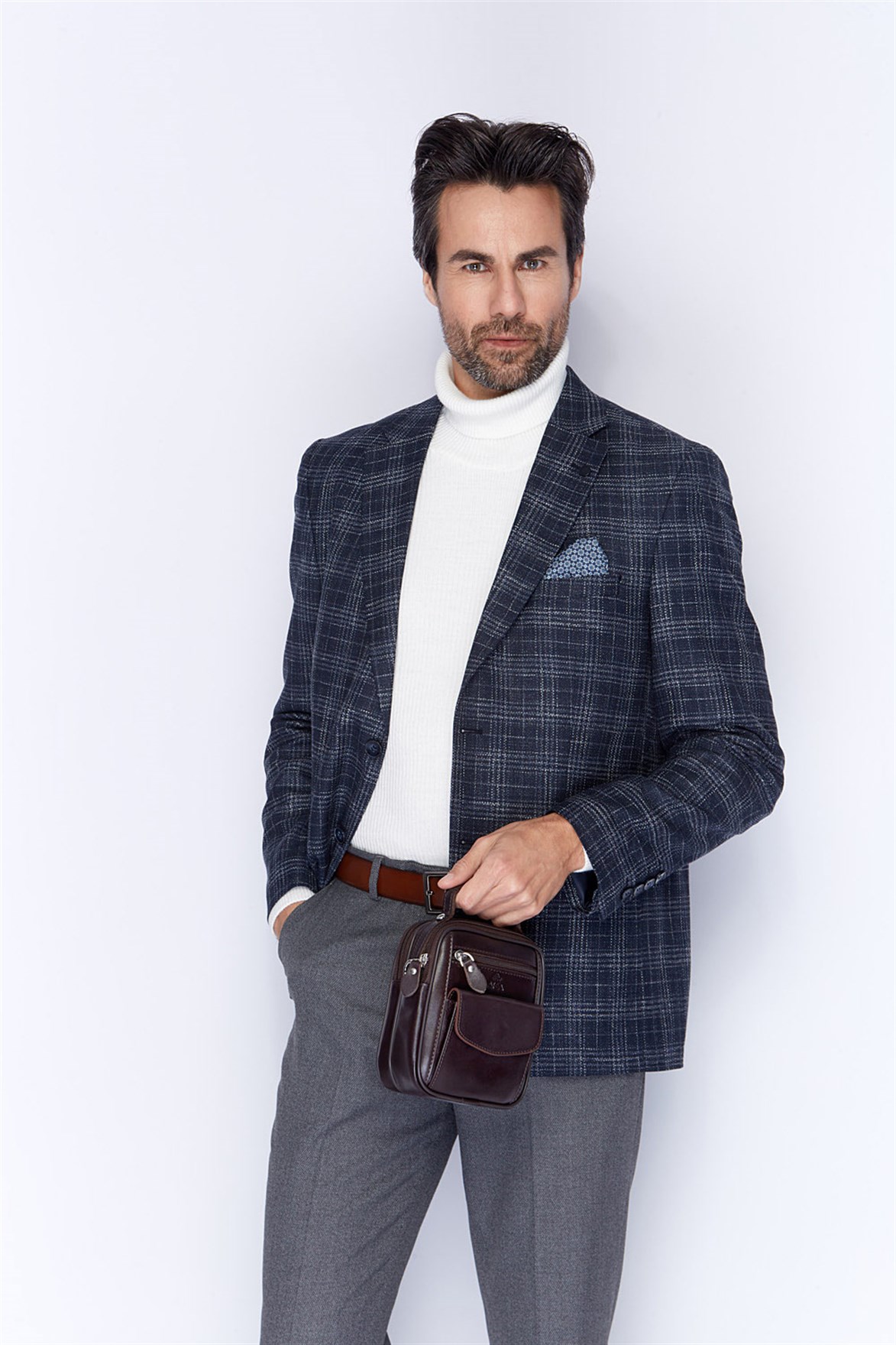 Düz Kahve - Deri Portföy Çantası 356