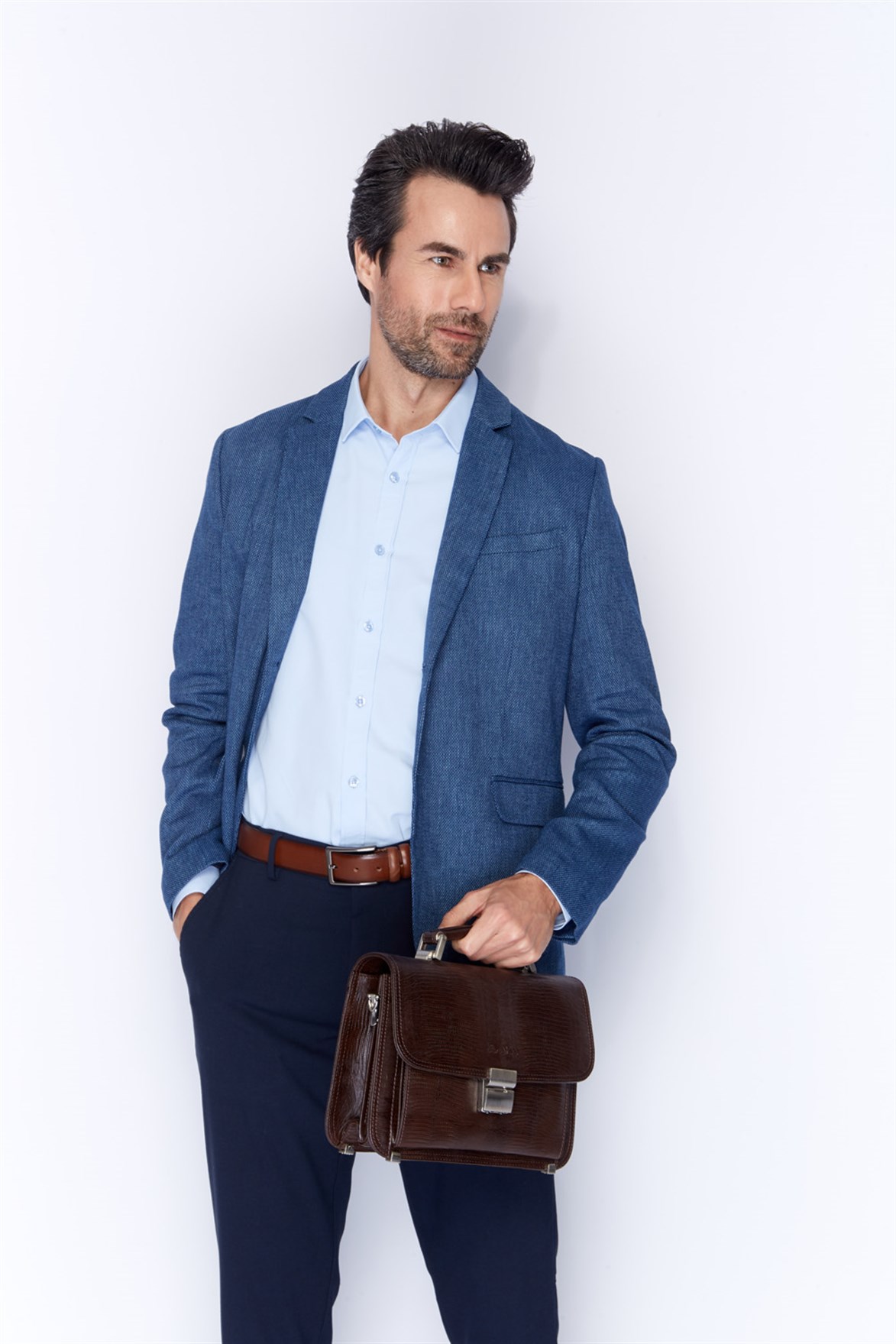 Genuine Leather Portfolio Bag - 166 - 11