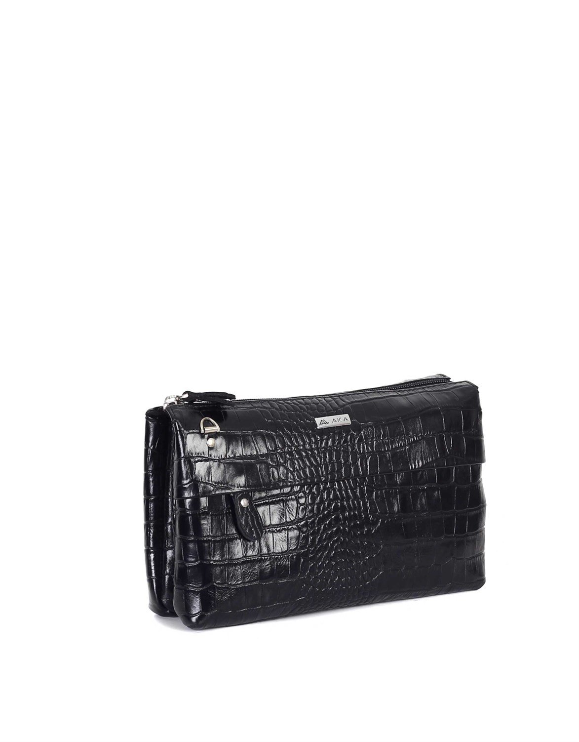 Siyah Timsah Desenli - Deri El Çantası 338