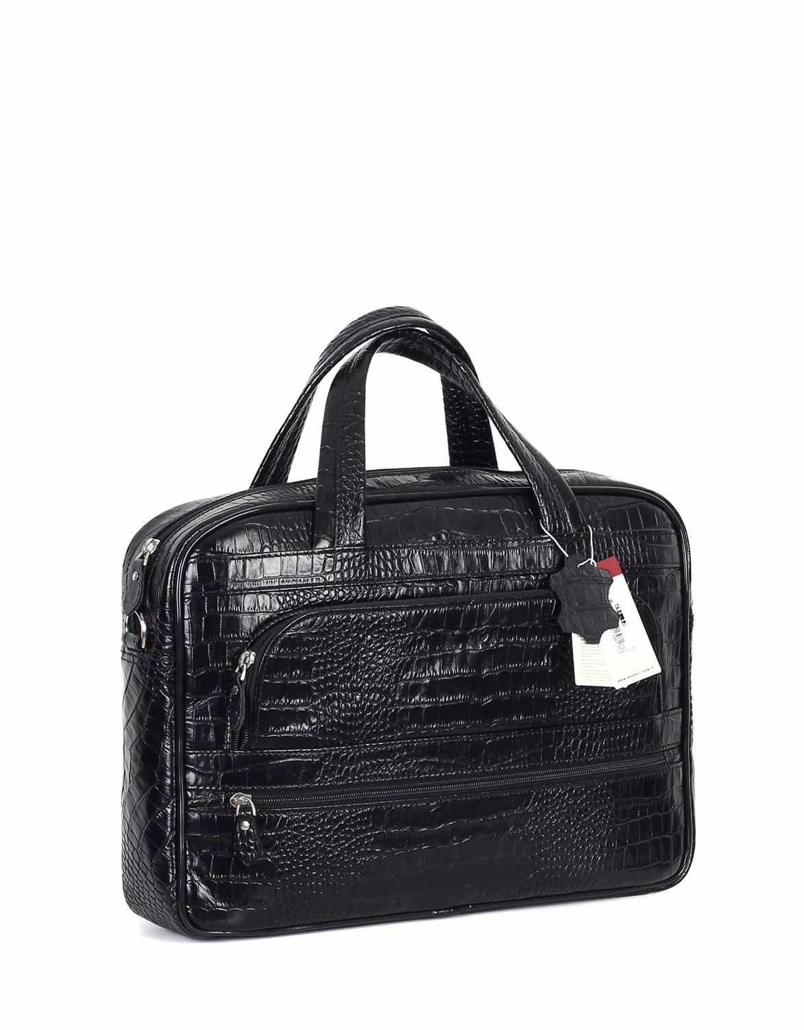 Siyah Timsah Desenli - Deri Evrak Çantası 251