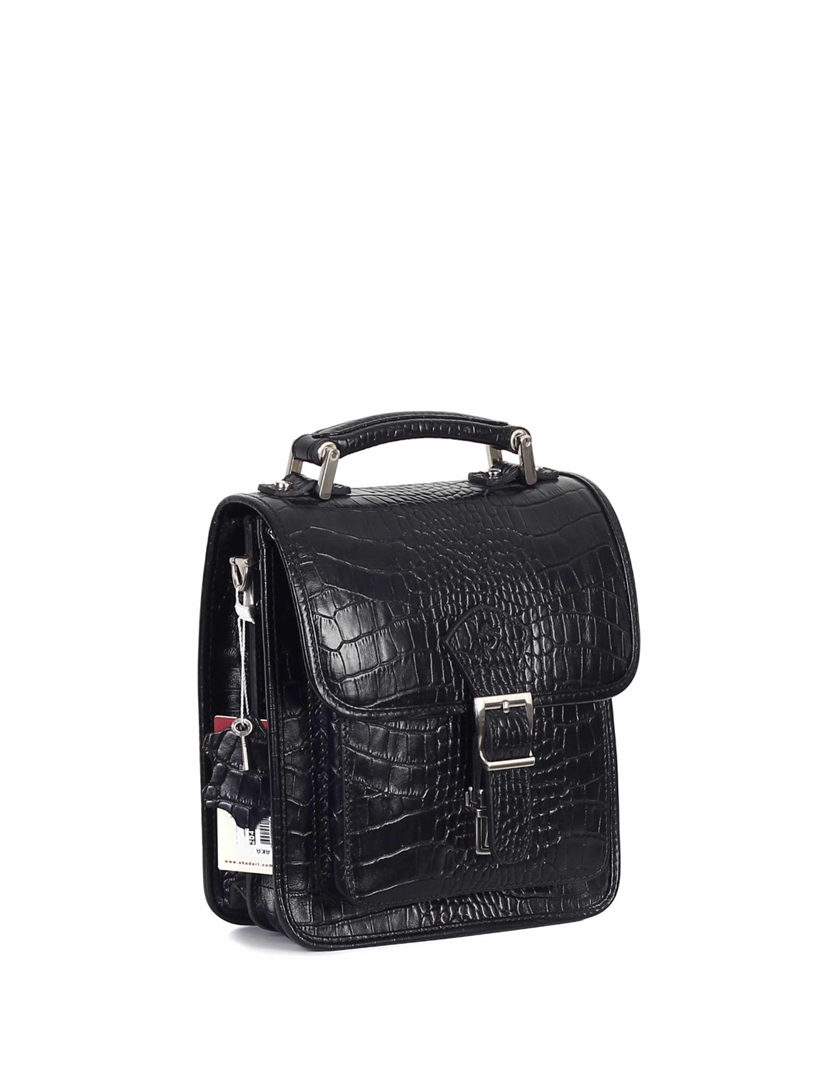 Siyah Timsah Desenli - Deri Portföy Çantası 204