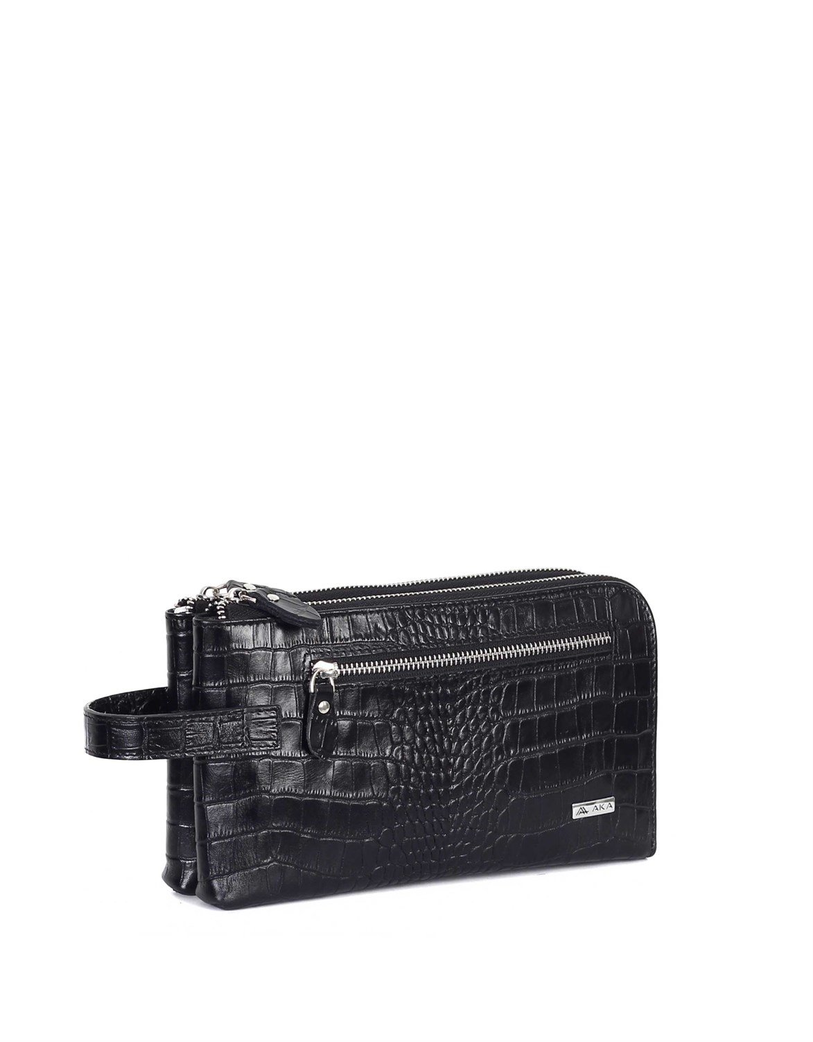 Siyah Timsah Desenli -Deri El Çantası 363