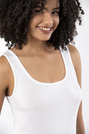 Weweus Beyaz 3lü Bayan Süper İnce Doğal Bambu Lüks Atlet Tshirt Body  2311