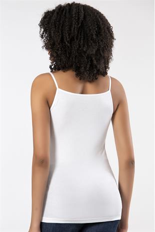 Weweus Beyaz 3lü Bayan Süper İnce Doğal Bambu Lüks İp Askılı Atlet Tshirt Body  2310