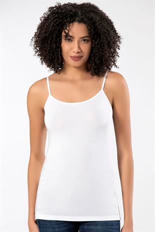 Weweus Beyaz 3lü Bayan Süper İnce Doğal Bambu Lüks İp Askılı Atlet Tshirt Body  2310