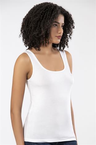 Weweus Beyaz 3lü Bayan Süper İnce Doğal Bambu Lüks Atlet Tshirt Body  2311