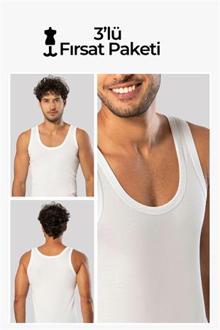 Weweus Beyaz 3lü Süper İnce Erkek Doğal Bambu Lüks Atlet 11143